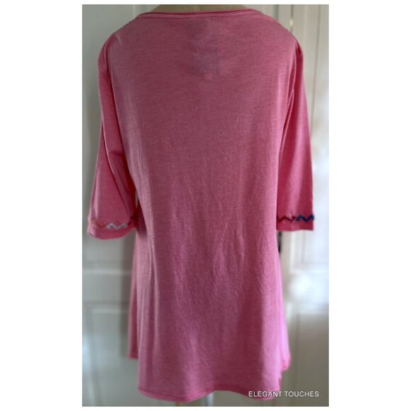 Johnny Was JWLA Pink Embroidered Round Neck Blouse Boho Top S - Picture 5 of 11